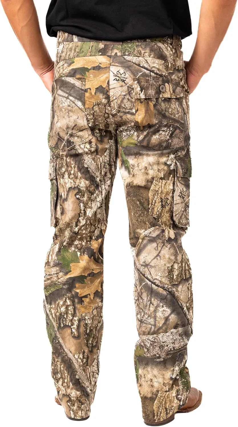 Realtree Men's Camo Hunting Pants, Mid Rise, Durable Cargo Pants with 6-Pocket, Comfort Fit, Men's Outdoor Pants
