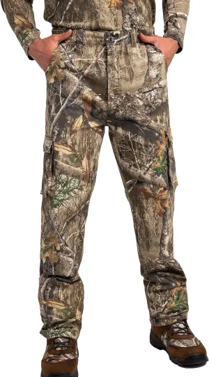 Realtree Men's Camo Hunting Pants, Mid Rise, Durable Cargo Pants with 6-Pocket, Comfort Fit, Men's Outdoor Pants