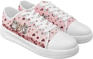 Red Rose Girls Canvas Sneakers Casual Work Animal Print Slip On Tennis Shoes Arch Support Footwear with White Sole