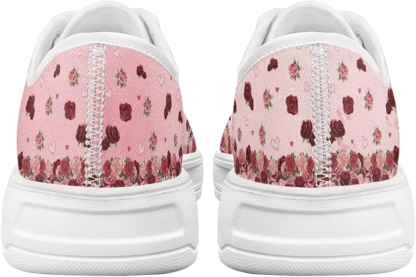 Red Rose Girls Canvas Sneakers Casual Work Animal Print Slip On Tennis Shoes Arch Support Footwear with White Sole