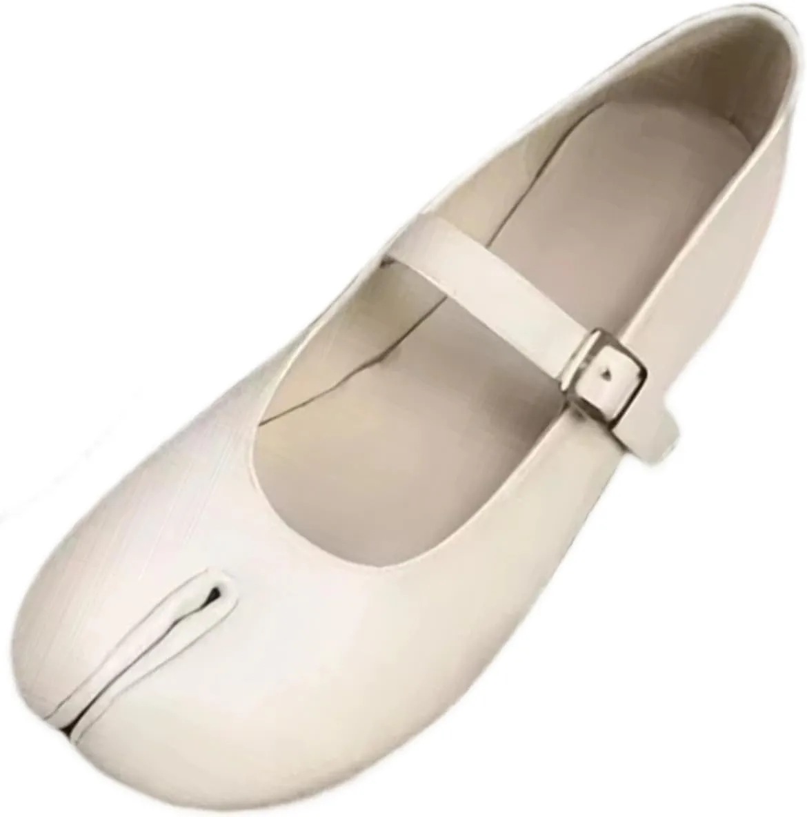 Retro Tabi Ballet Flats Shoes for Women Single-Strap Genuine Leather Mary Jane Flat Closed Split-Toe Low-Cut Soft Upper and Insole Comfort Office Work