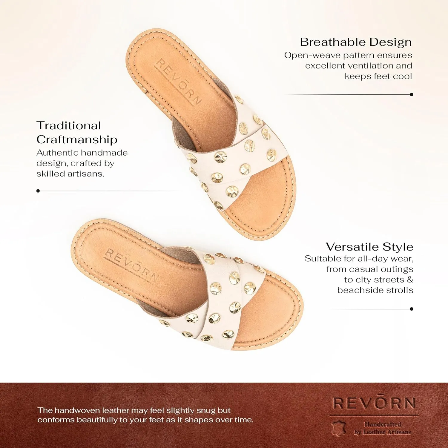 REVORN - SHINE Designer Sandal | Handcrafted Women Sandal | 100% Genuine Leather | Ultra Comfortable Insole | Flexible Sole | Sophisticated Design