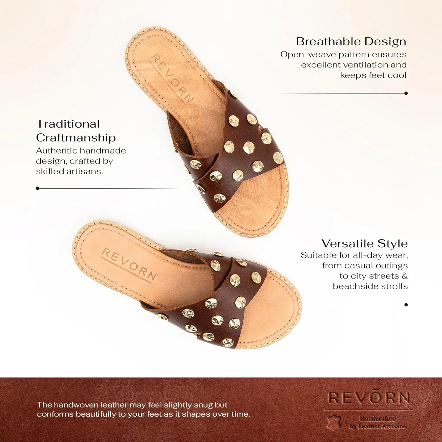 REVORN - SHINE Designer Sandal | Handcrafted Women Sandal | 100% Genuine Leather | Ultra Comfortable Insole | Flexible Sole | Sophisticated Design