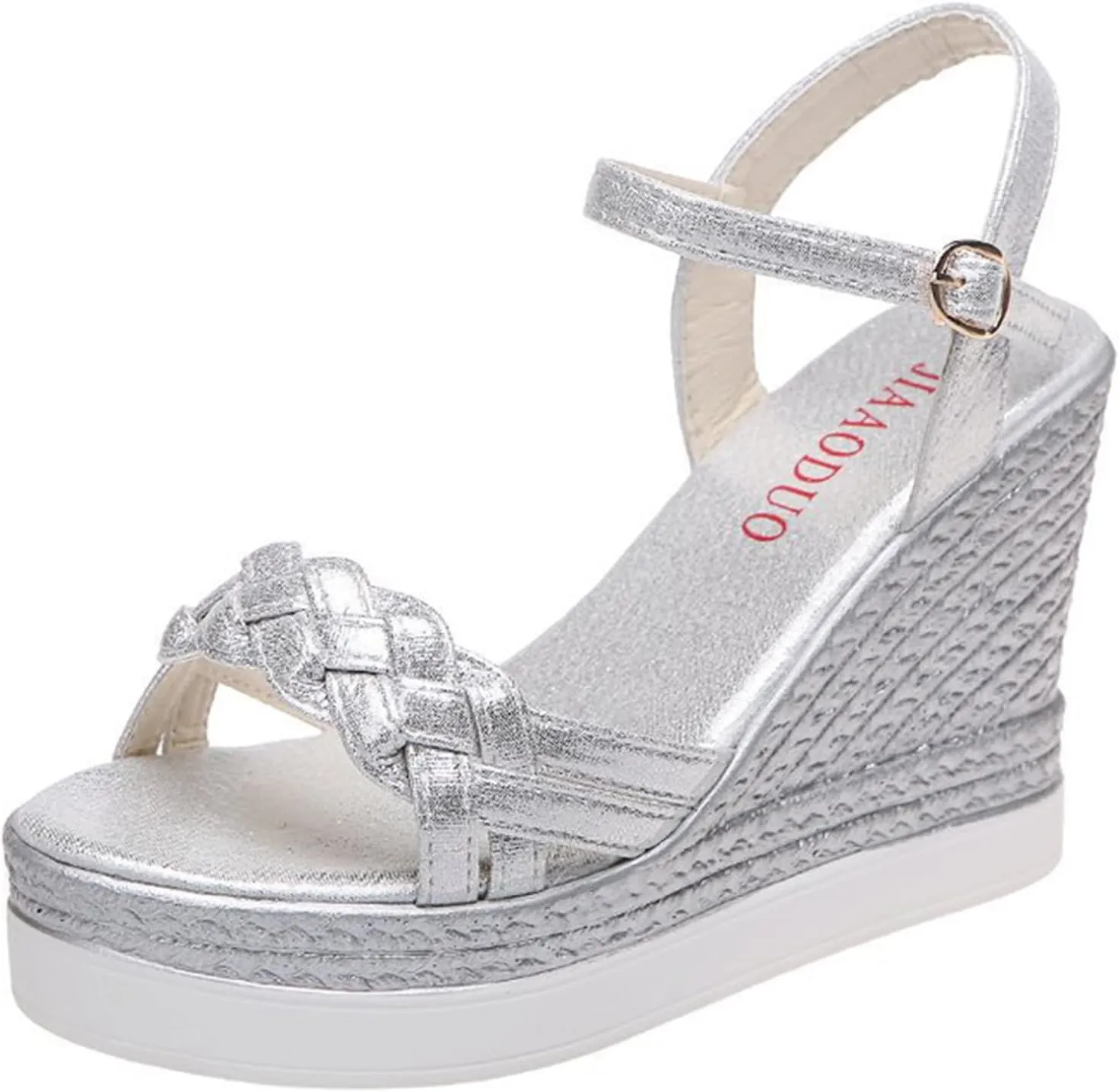 RiceelSor Women's Wedge Open Toe Buckle Ankle Strap Platform Sandals Breathable Anti-Slip Comfortable Orthopedic Summer Dress Heels