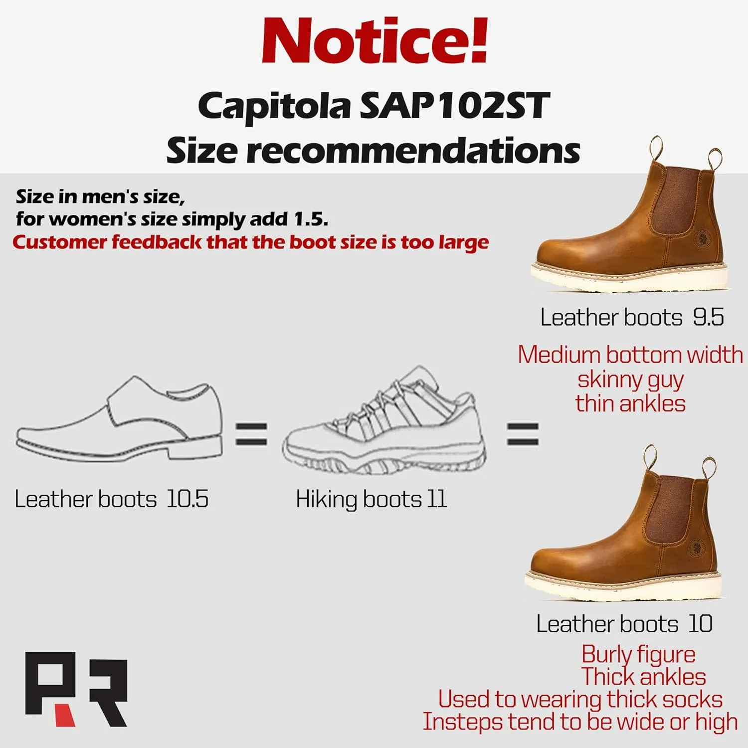 ROCKROOSTER Capitola Steel Toe Slip On Work Boots for Men, 6" Chelsea Wedge Work Boots, Traction Lug Rubber Outsole, 100% Leather, Anti-Fatigue, Breathable, ASTM F2413-18 M/I/C EH, SAP101ST, SAP102ST
