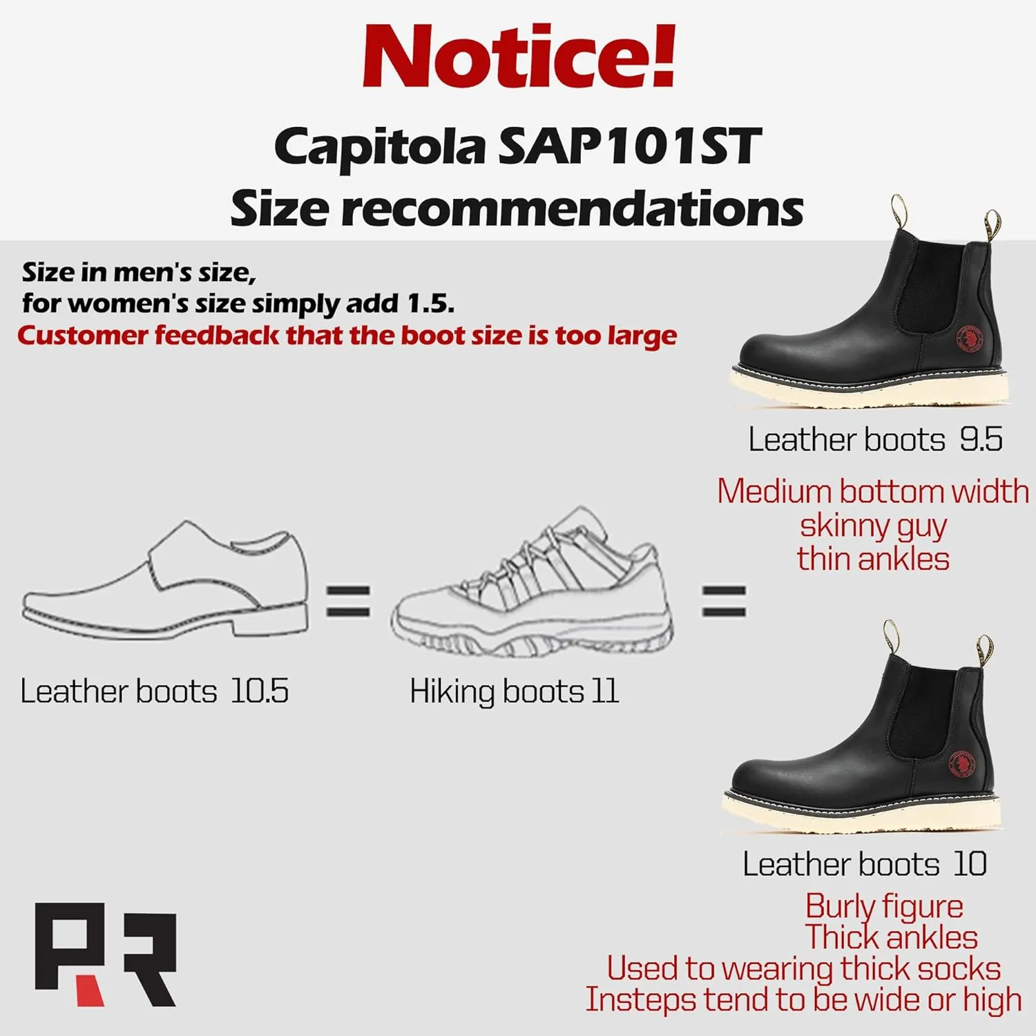 ROCKROOSTER Capitola Steel Toe Slip On Work Boots for Men, 6" Chelsea Wedge Work Boots, Traction Lug Rubber Outsole, 100% Leather, Anti-Fatigue, Breathable, ASTM F2413-18 M/I/C EH, SAP101ST, SAP102ST