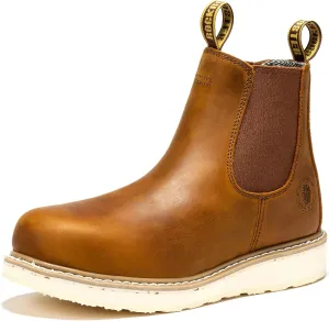 ROCKROOSTER Capitola Steel Toe Slip On Work Boots for Men, 6" Chelsea Wedge Work Boots, Traction Lug Rubber Outsole, 100% Leather, Anti-Fatigue, Breathable, ASTM F2413-18 M/I/C EH, SAP101ST, SAP102ST