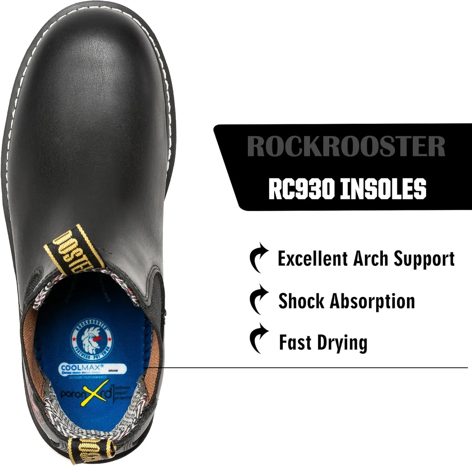 ROCKROOSTER Capitola Steel Toe Slip On Work Boots for Men, 6" Chelsea Wedge Work Boots, Traction Lug Rubber Outsole, 100% Leather, Anti-Fatigue, Breathable, ASTM F2413-18 M/I/C EH, SAP101ST, SAP102ST