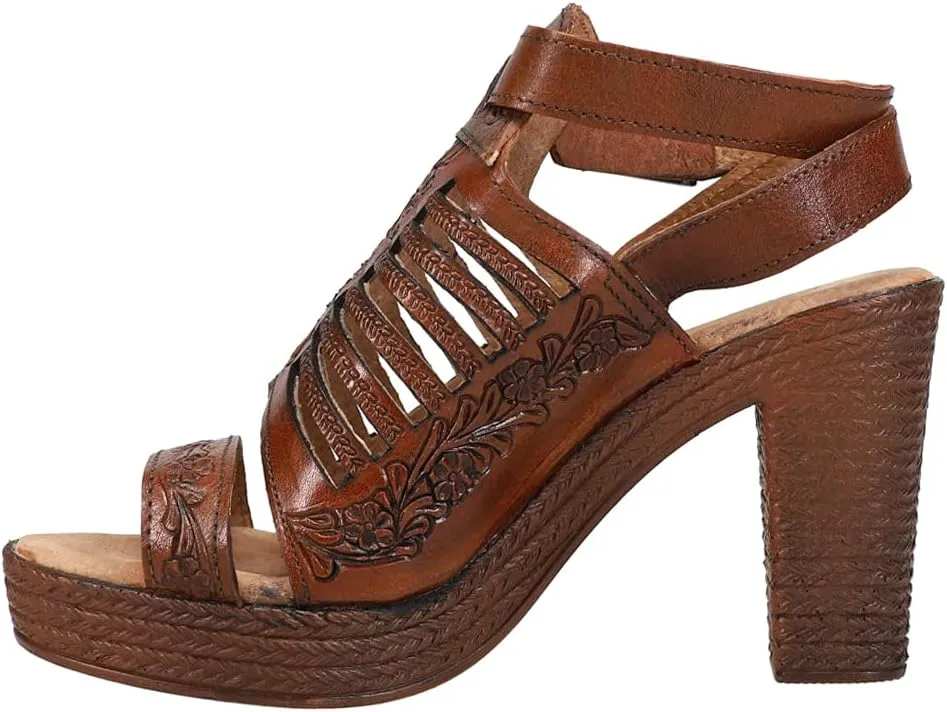 ROPER Womens Mika Iii Embossed Cut Out Block Casual Sandals Casual High Heel 3" & Up - Brown