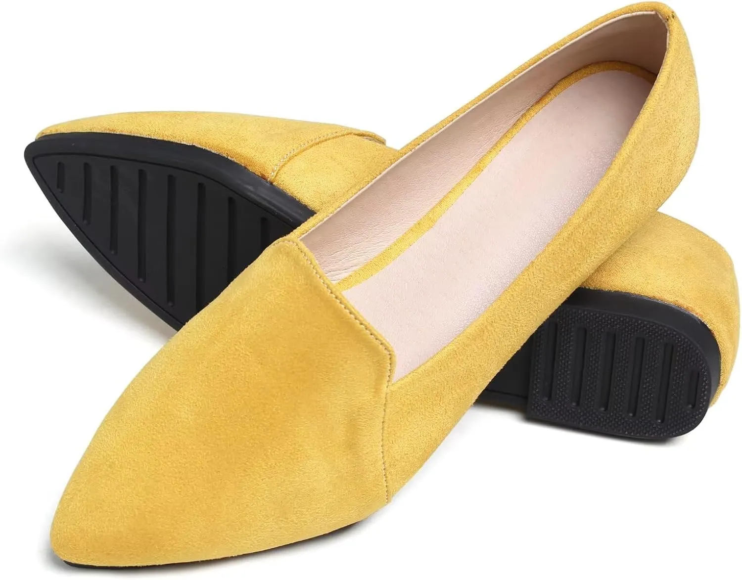 SAILING LU Women Pointed Toe Ballets Flats Faux Suede Comfortable Soft Ballet Walking Shoes Dressy Slip-on Ballerina Shoes
