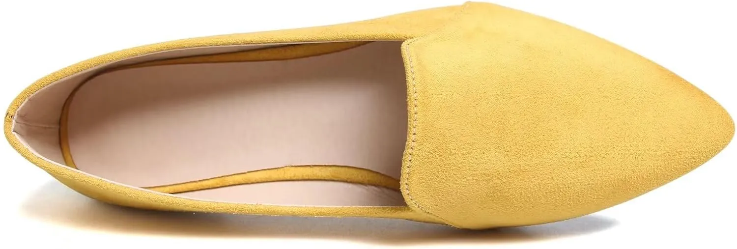 SAILING LU Women Pointed Toe Ballets Flats Faux Suede Comfortable Soft Ballet Walking Shoes Dressy Slip-on Ballerina Shoes