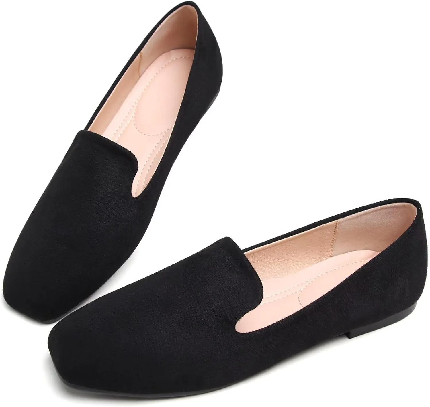SAILING LU Women Pointed Toe Ballets Flats Faux Suede Comfortable Soft Ballet Walking Shoes Dressy Slip-on Ballerina Shoes