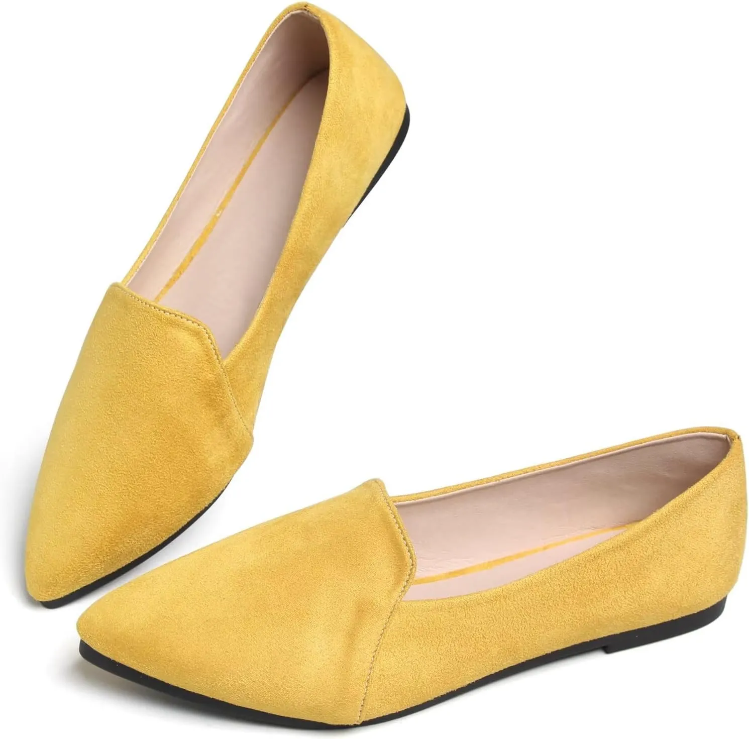 SAILING LU Women Pointed Toe Ballets Flats Faux Suede Comfortable Soft Ballet Walking Shoes Dressy Slip-on Ballerina Shoes