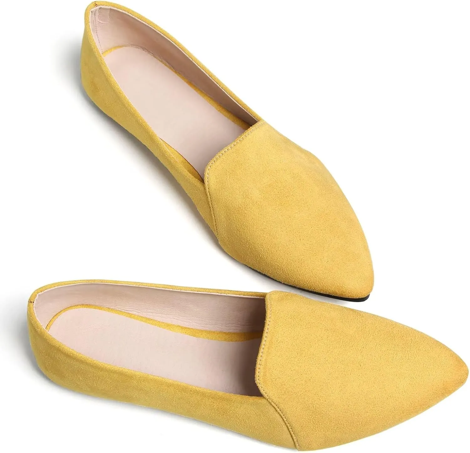 SAILING LU Women Pointed Toe Ballets Flats Faux Suede Comfortable Soft Ballet Walking Shoes Dressy Slip-on Ballerina Shoes