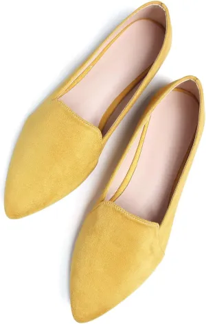 SAILING LU Women Pointed Toe Ballets Flats Faux Suede Comfortable Soft Ballet Walking Shoes Dressy Slip-on Ballerina Shoes