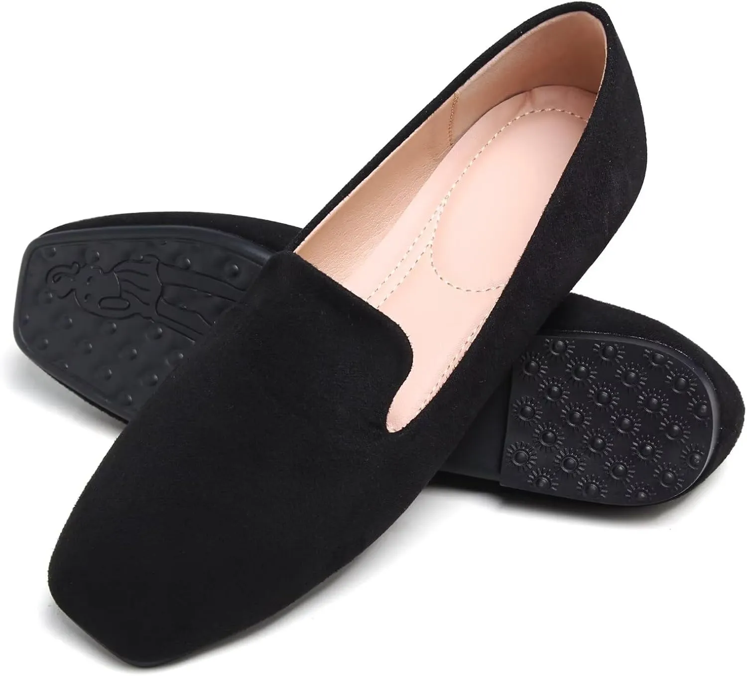 SAILING LU Women Pointed Toe Ballets Flats Faux Suede Comfortable Soft Ballet Walking Shoes Dressy Slip-on Ballerina Shoes
