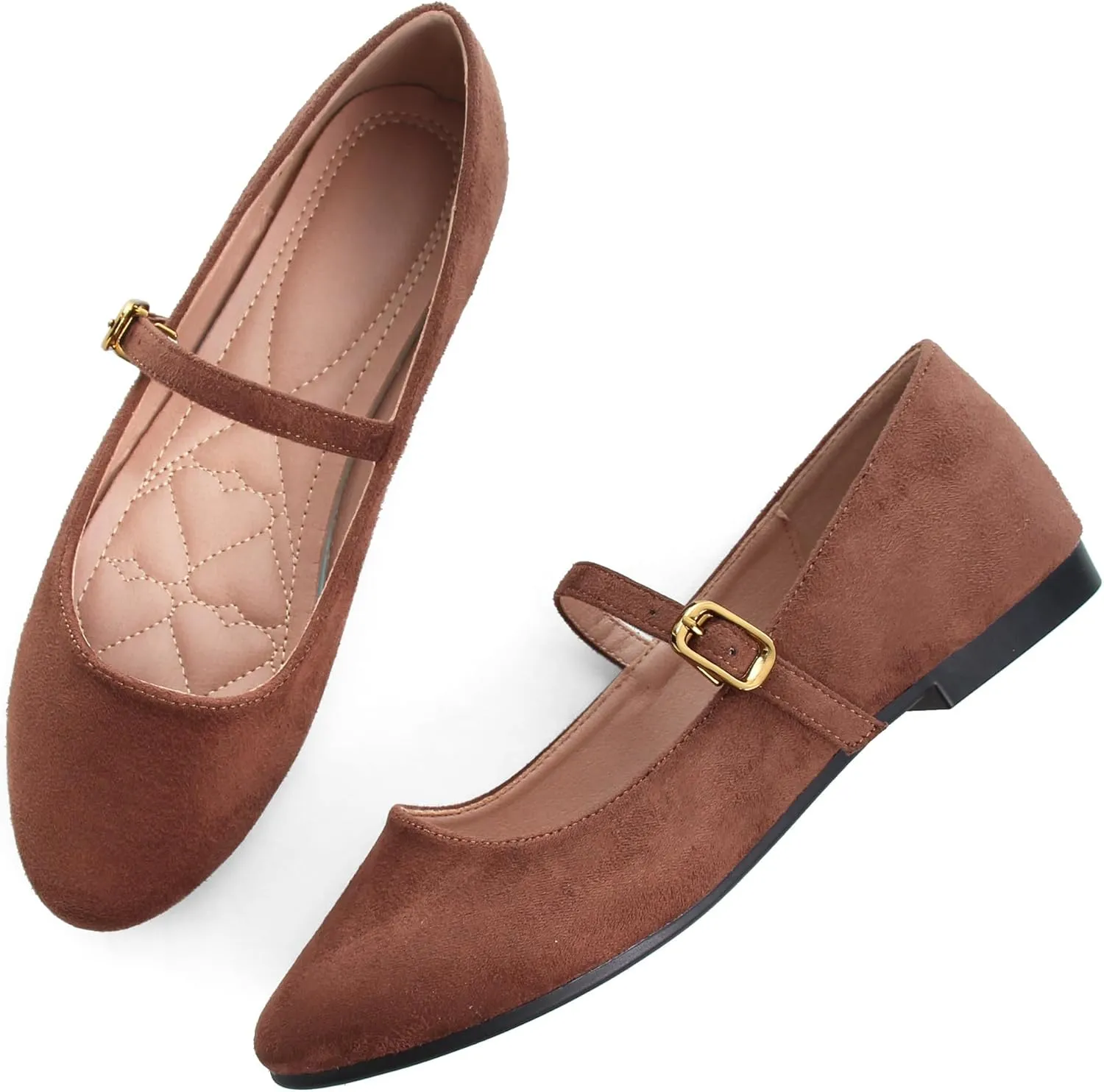 SAILING LU Women Pointed Toe Mary Janes Shoes Retro Plaid Dress Shoes Comfortable Ballet Flats Portable Holiday Shoes