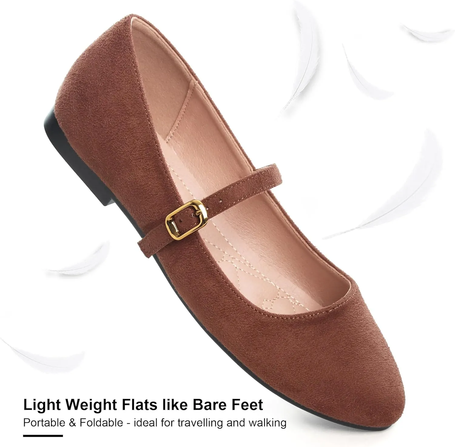 SAILING LU Women Pointed Toe Mary Janes Shoes Retro Plaid Dress Shoes Comfortable Ballet Flats Portable Holiday Shoes