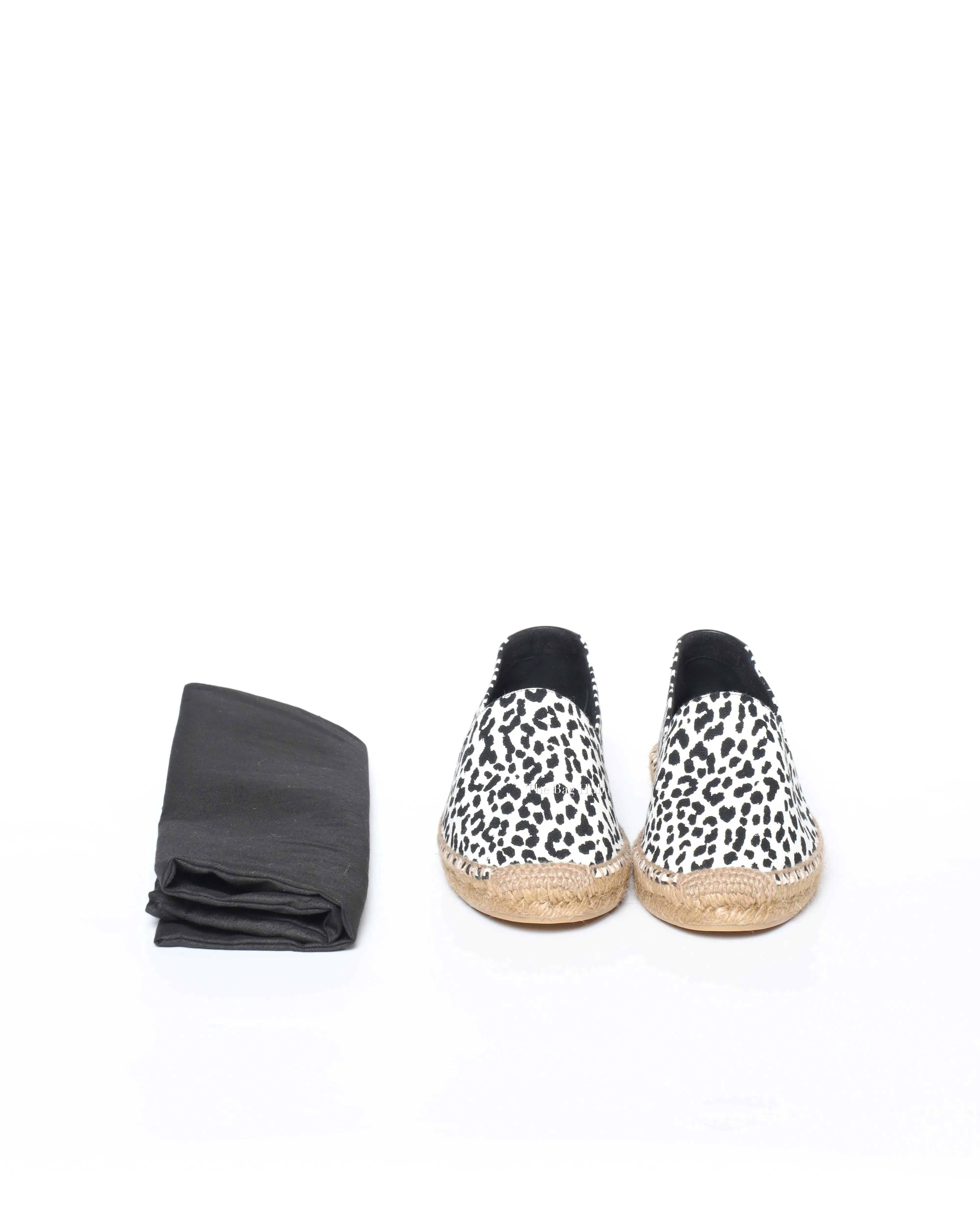 Saint Laurent White and Black Leopard Canvas Espadrilles Size 40