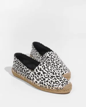 Saint Laurent White and Black Leopard Canvas Espadrilles Size 40