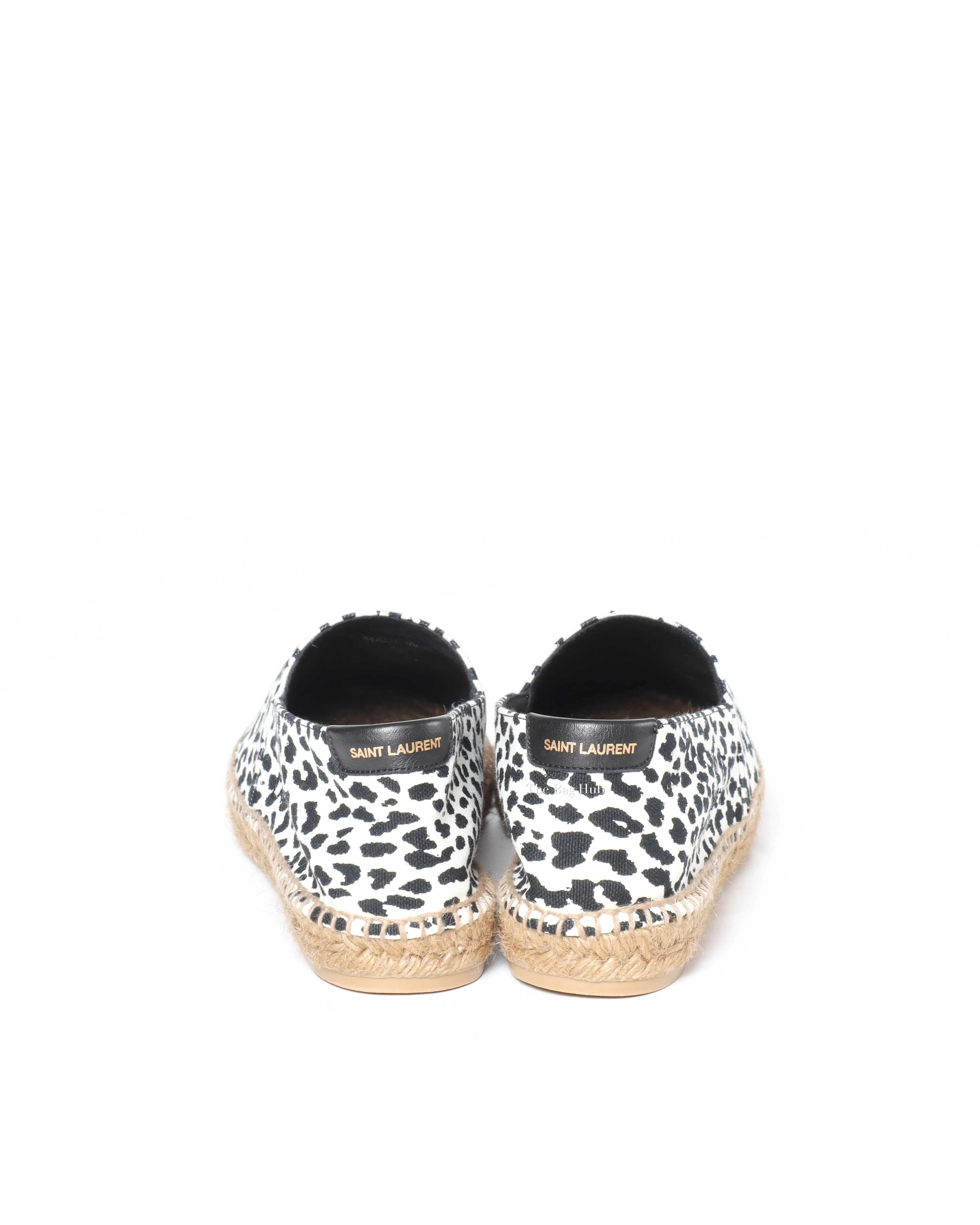 Saint Laurent White and Black Leopard Canvas Espadrilles Size 40