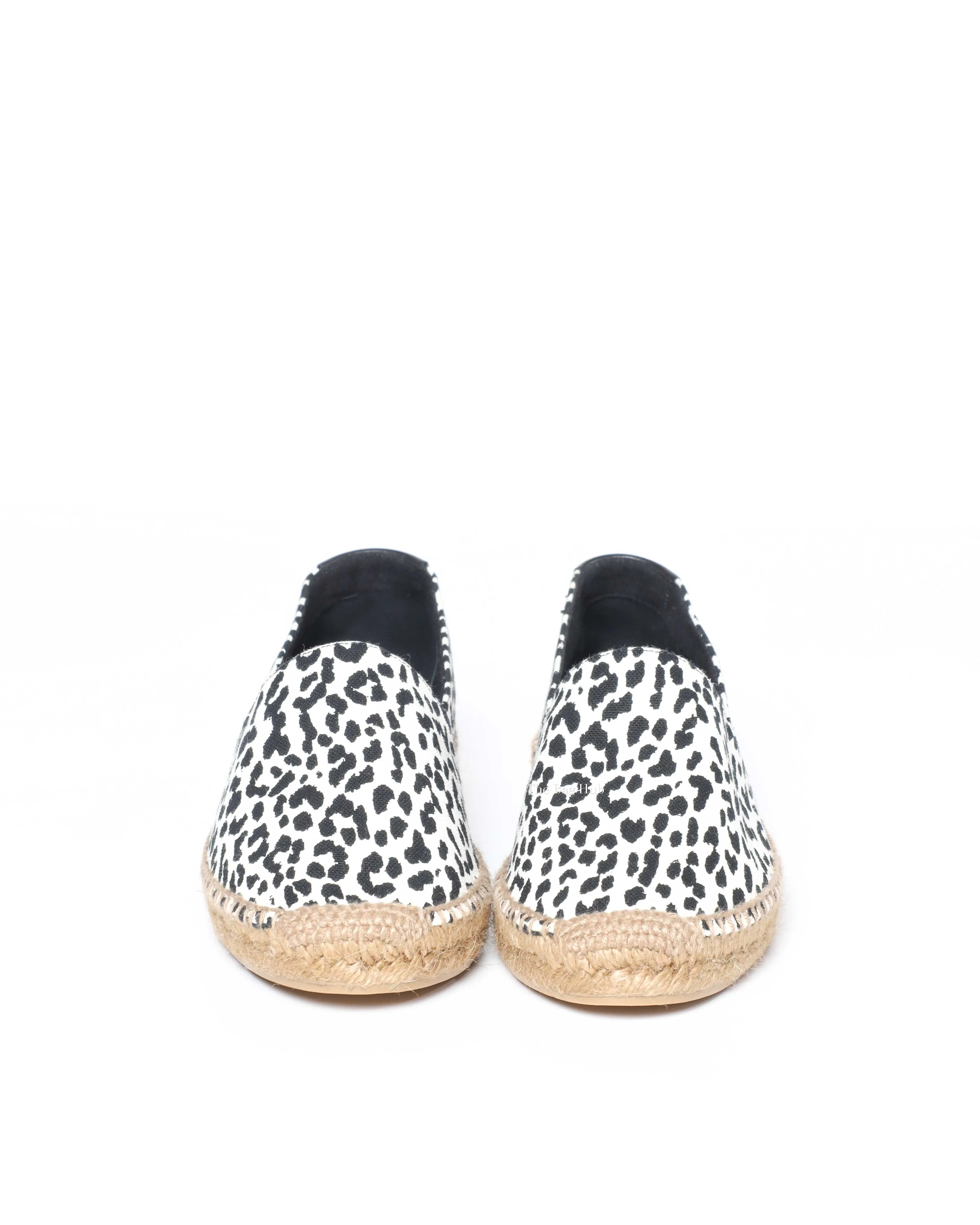 Saint Laurent White and Black Leopard Canvas Espadrilles Size 40