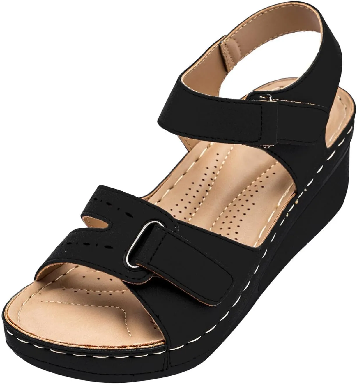 Sandals for Women Dressy,Sandals For Womens Casual Open Toe Strappy Wedge Sandals Summer Dressy Beach Womens Sandals