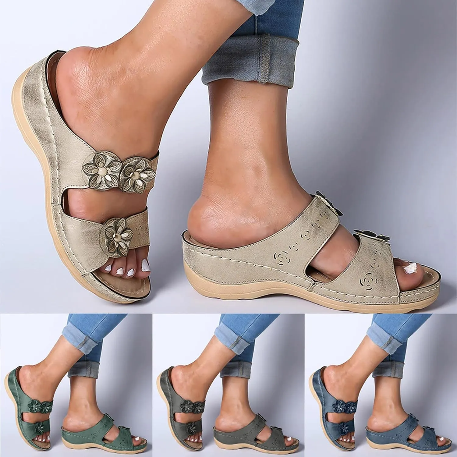 Sandals Women Fashion, Womens Sandals Premium Orthopedic Open Toe Sandals Retro Anti-Slip Breathable