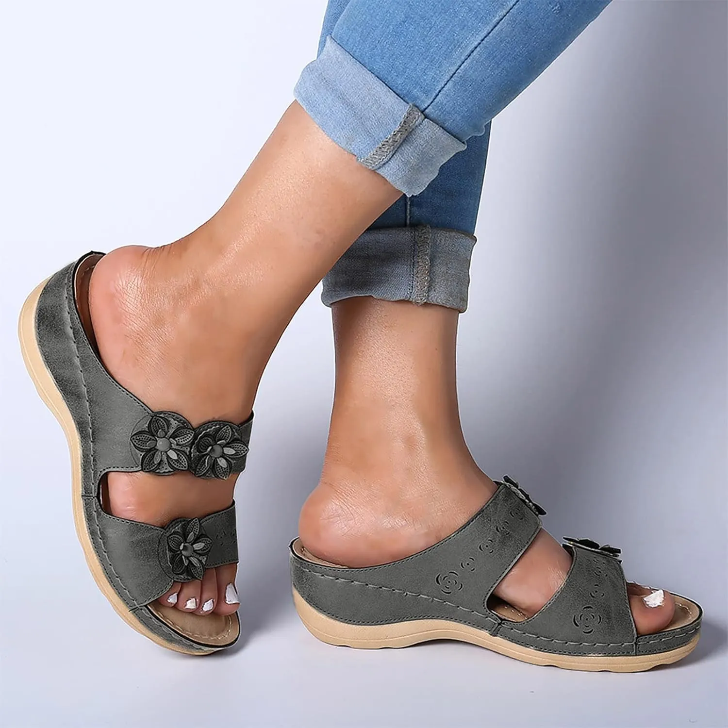 Sandals Women Fashion, Womens Sandals Premium Orthopedic Open Toe Sandals Retro Anti-Slip Breathable