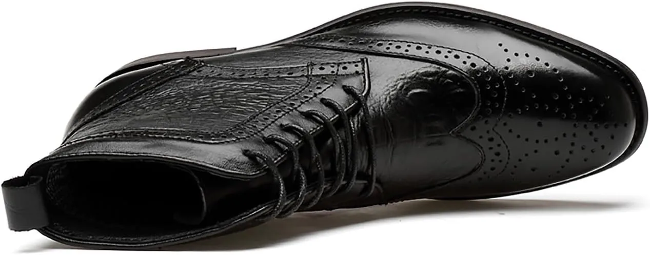 Santimon Men's Oxfords Boots Dress Casual Leather Fashion Wingtips Brogues Chelsea Boots Tuxedo Ankle Danner Boots for Men