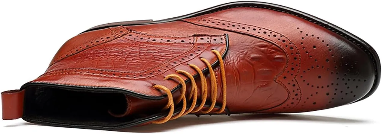 Santimon Men's Oxfords Boots Dress Casual Leather Fashion Wingtips Brogues Chelsea Boots Tuxedo Ankle Danner Boots for Men