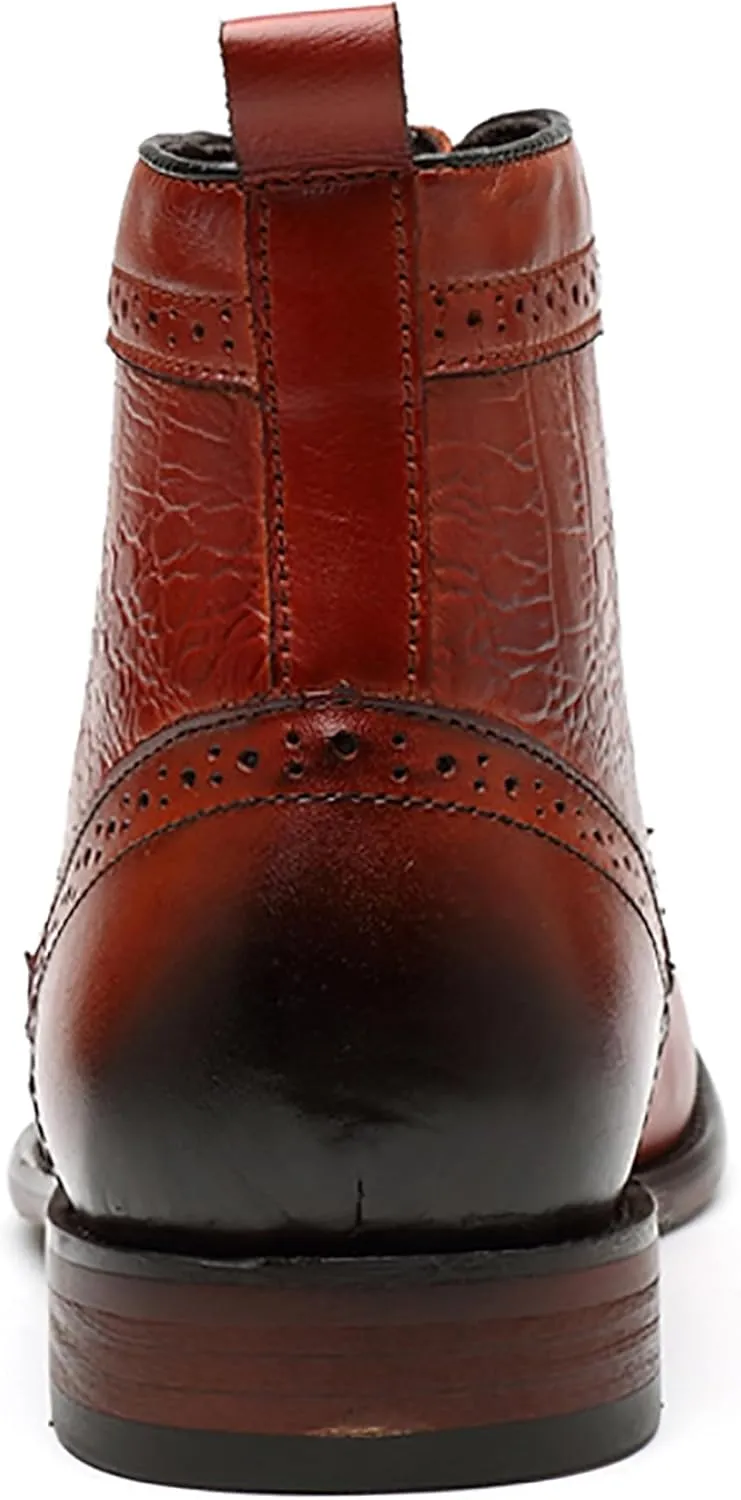 Santimon Men's Oxfords Boots Dress Casual Leather Fashion Wingtips Brogues Chelsea Boots Tuxedo Ankle Danner Boots for Men