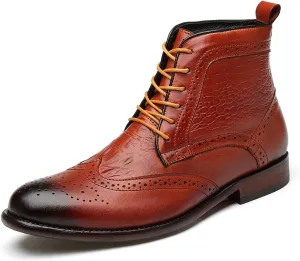 Santimon Men's Oxfords Boots Dress Casual Leather Fashion Wingtips Brogues Chelsea Boots Tuxedo Ankle Danner Boots for Men
