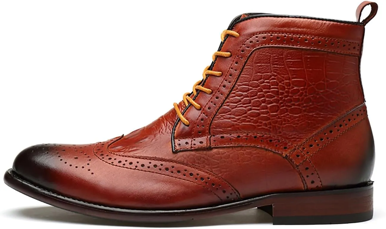 Santimon Men's Oxfords Boots Dress Casual Leather Fashion Wingtips Brogues Chelsea Boots Tuxedo Ankle Danner Boots for Men