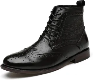 Santimon Men's Oxfords Boots Dress Casual Leather Fashion Wingtips Brogues Chelsea Boots Tuxedo Ankle Danner Boots for Men