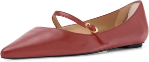 sarawill Women's Pointed Toe Ballet Flats Adjustable Strap with Buckle Mary Jane Flats Comfort Closed Toe Work Dressy Flat Shoes for Women