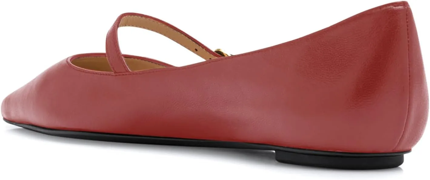 sarawill Women's Pointed Toe Ballet Flats Adjustable Strap with Buckle Mary Jane Flats Comfort Closed Toe Work Dressy Flat Shoes for Women