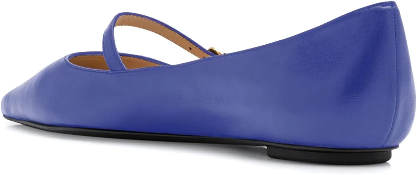 sarawill Women's Pointed Toe Ballet Flats Adjustable Strap with Buckle Mary Jane Flats Comfort Closed Toe Work Dressy Flat Shoes for Women
