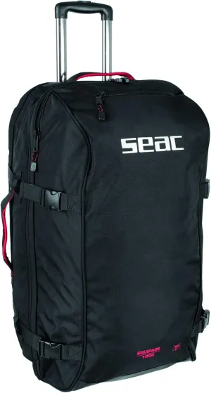 SEAC Equipage 1000, Roller Backpack Bag for Scuba Diving Equipment, 140 lt, 30"" x17 x15, Large Duffel Gear Bag, Black
