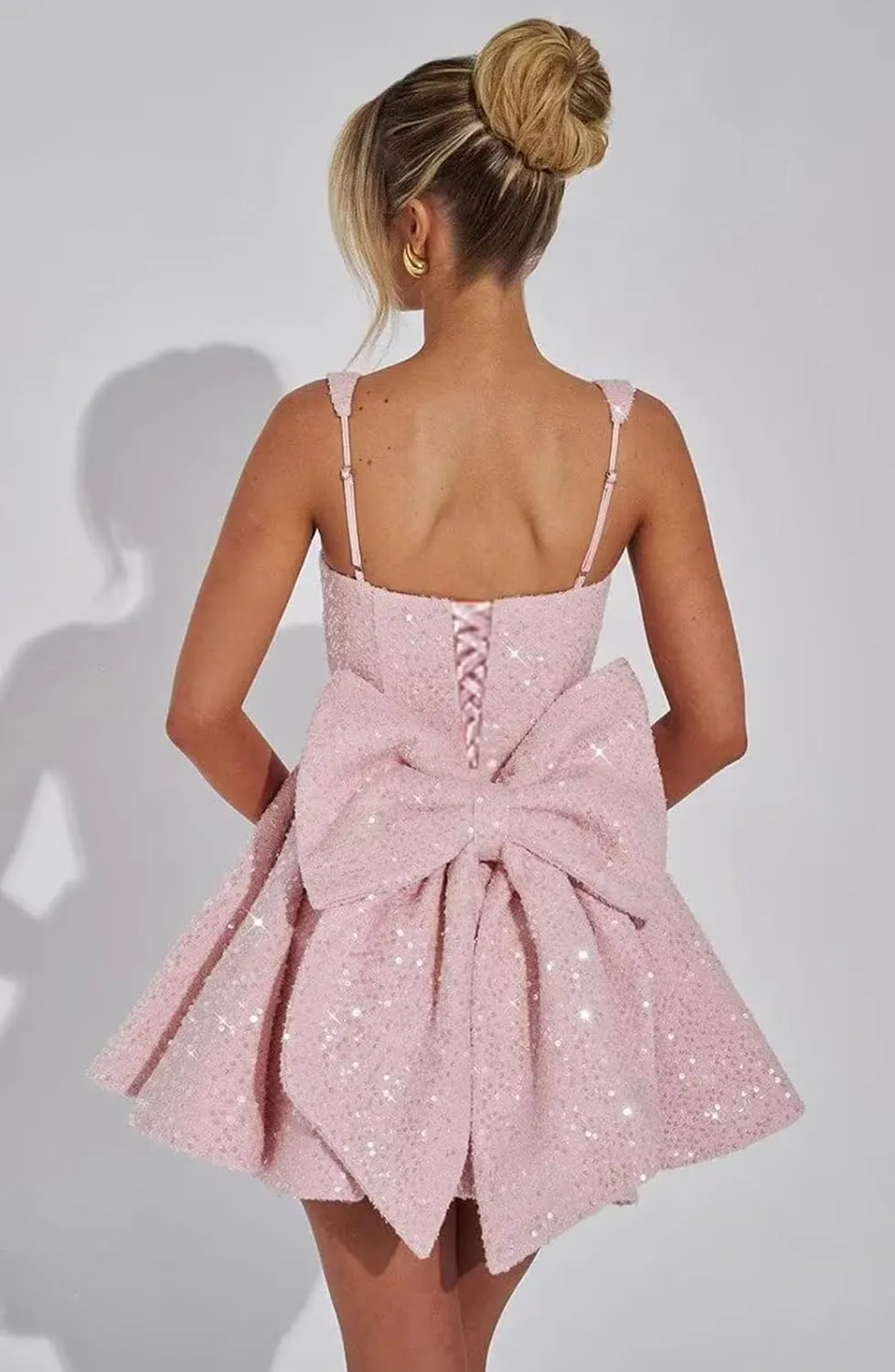 Sequin Homecoming Dresses for Teens 2025 - Short HOCO Dress with Bow Cocktail Party Gown Above Knee