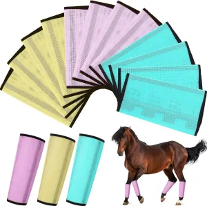 Set of 12 Mesh Fly Boots for Horse Breathable Mesh Horse Boots Protective Horse Leg Loose Wraps Horse Leggings for Preventing Flies and Mosquitoes Bites