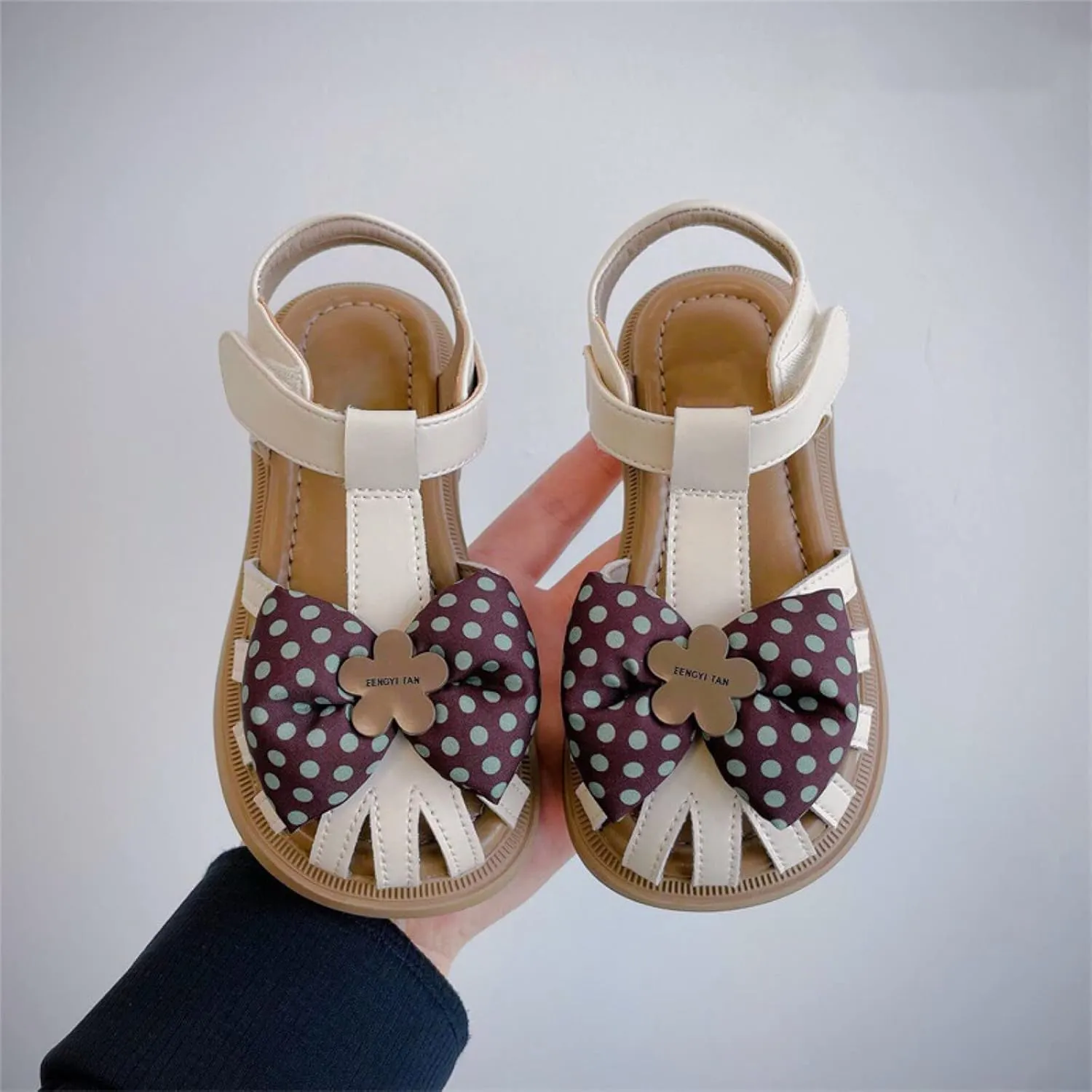 sfdgfhyf Tennis Shoes for Toddler Kids Baby Girls Sandals Summer Polka Dot Flower Bow Sweet Dwarf With Shoes for2 to