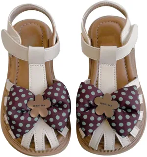sfdgfhyf Tennis Shoes for Toddler Kids Baby Girls Sandals Summer Polka Dot Flower Bow Sweet Dwarf With Shoes for2 to