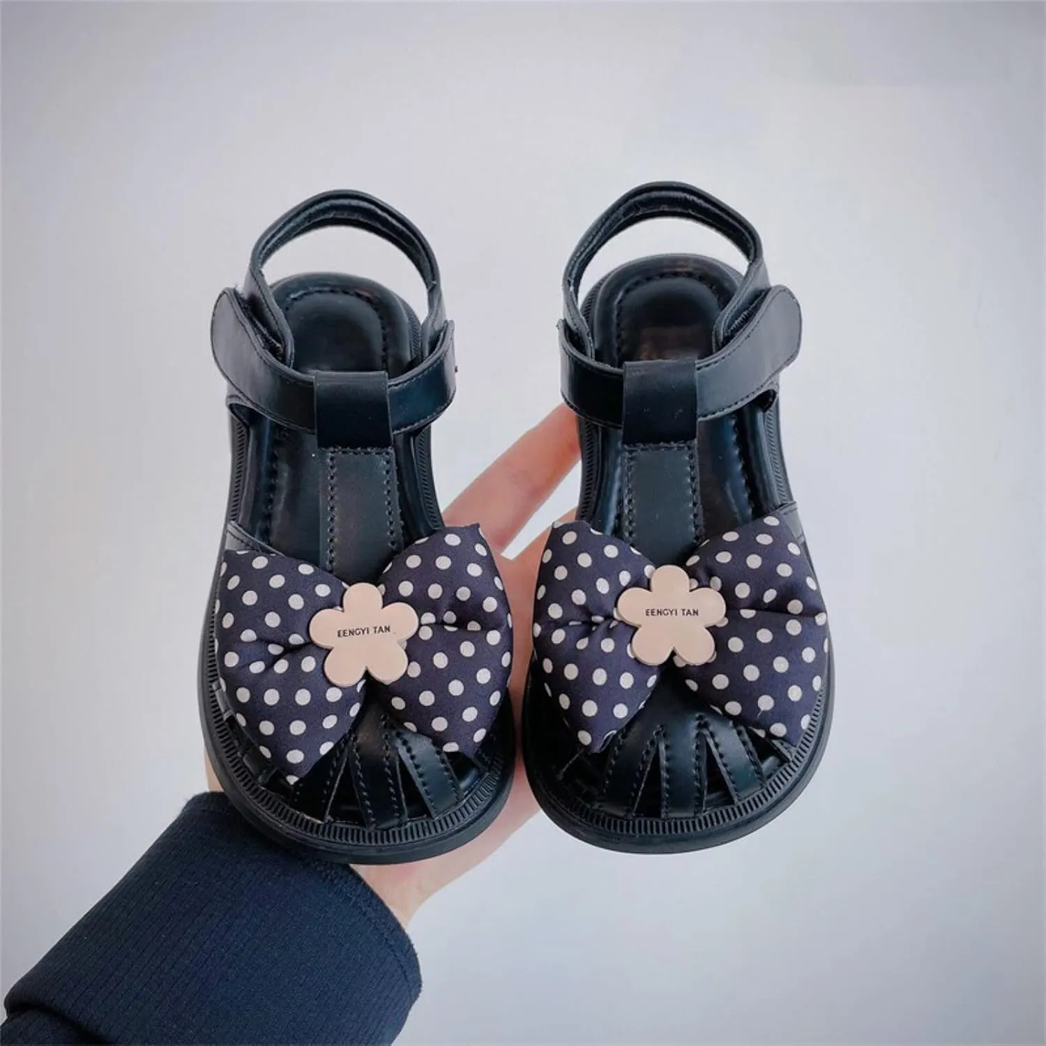 sfdgfhyf Tennis Shoes for Toddler Kids Baby Girls Sandals Summer Polka Dot Flower Bow Sweet Dwarf With Shoes for2 to