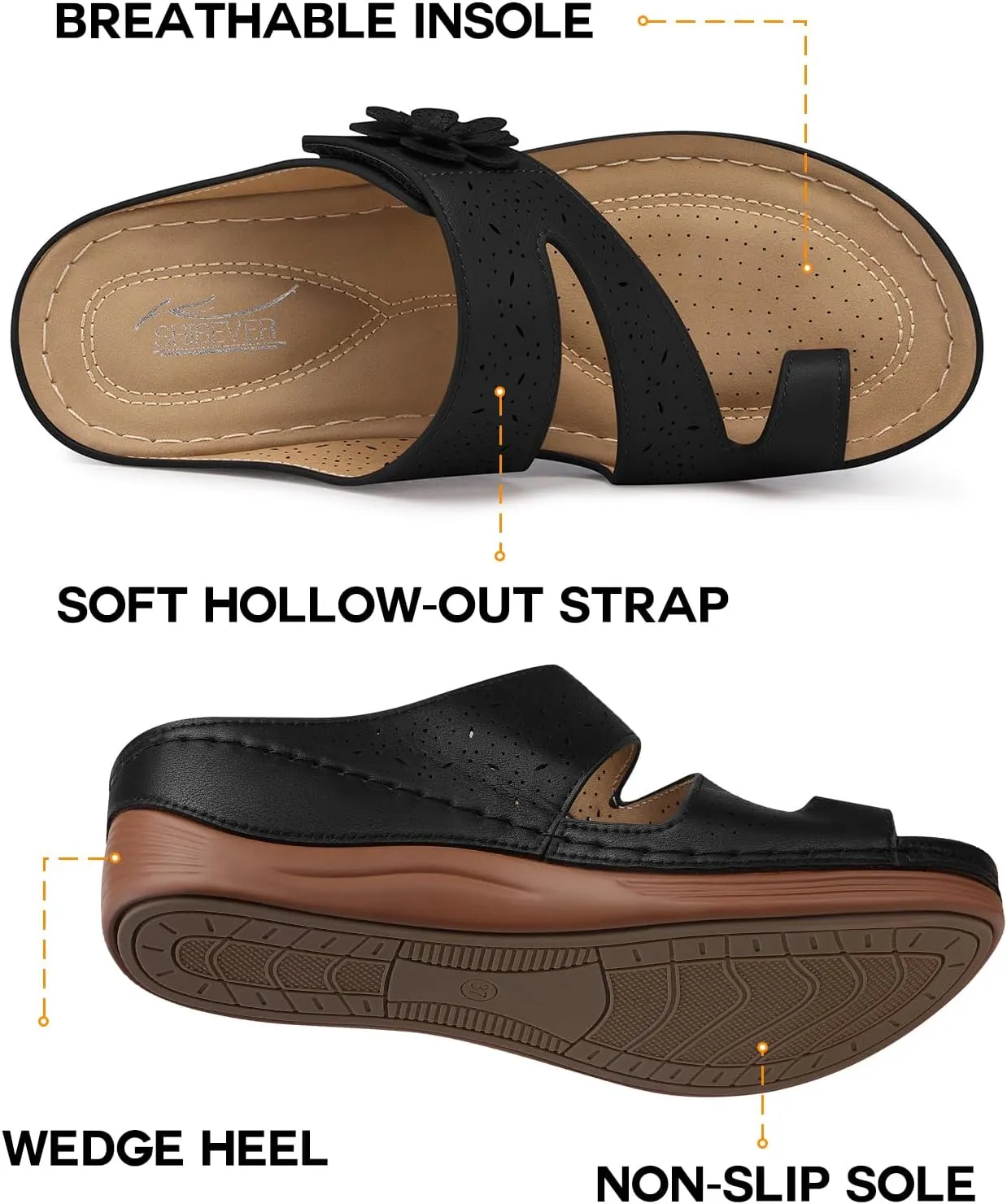 SHIBEVER Platform Flip Flops for Women: Comfortable Sandals for Women Dressy - Walking Summer Slip on Bunion Sandals