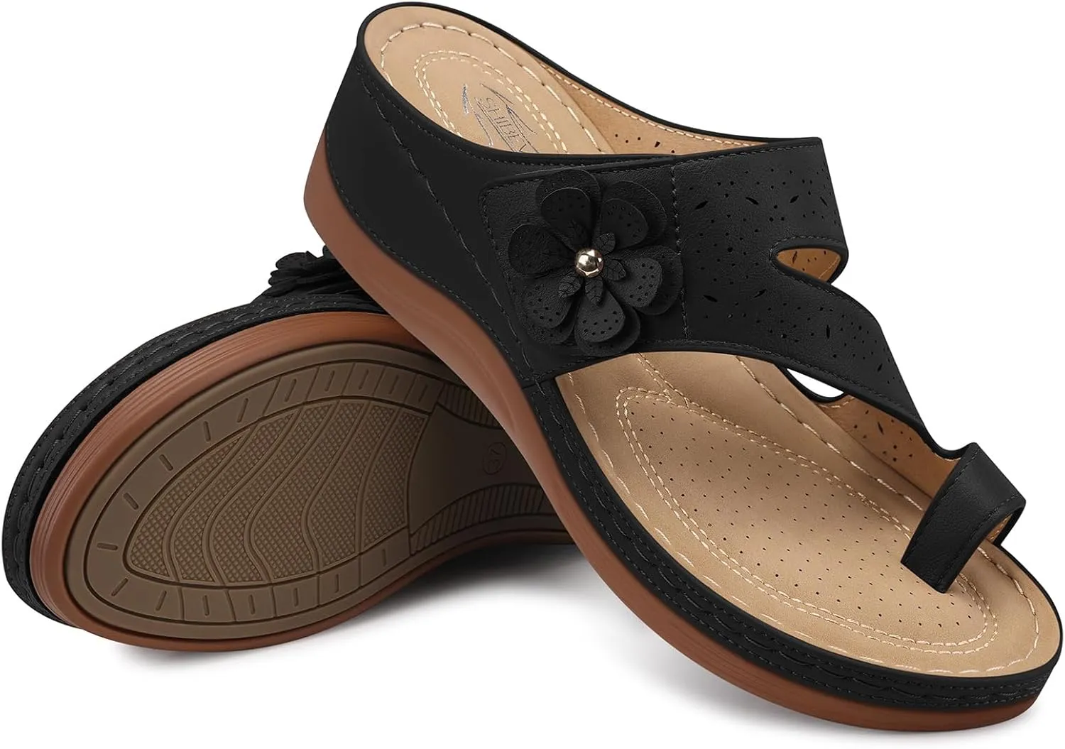 SHIBEVER Platform Flip Flops for Women: Comfortable Sandals for Women Dressy - Walking Summer Slip on Bunion Sandals