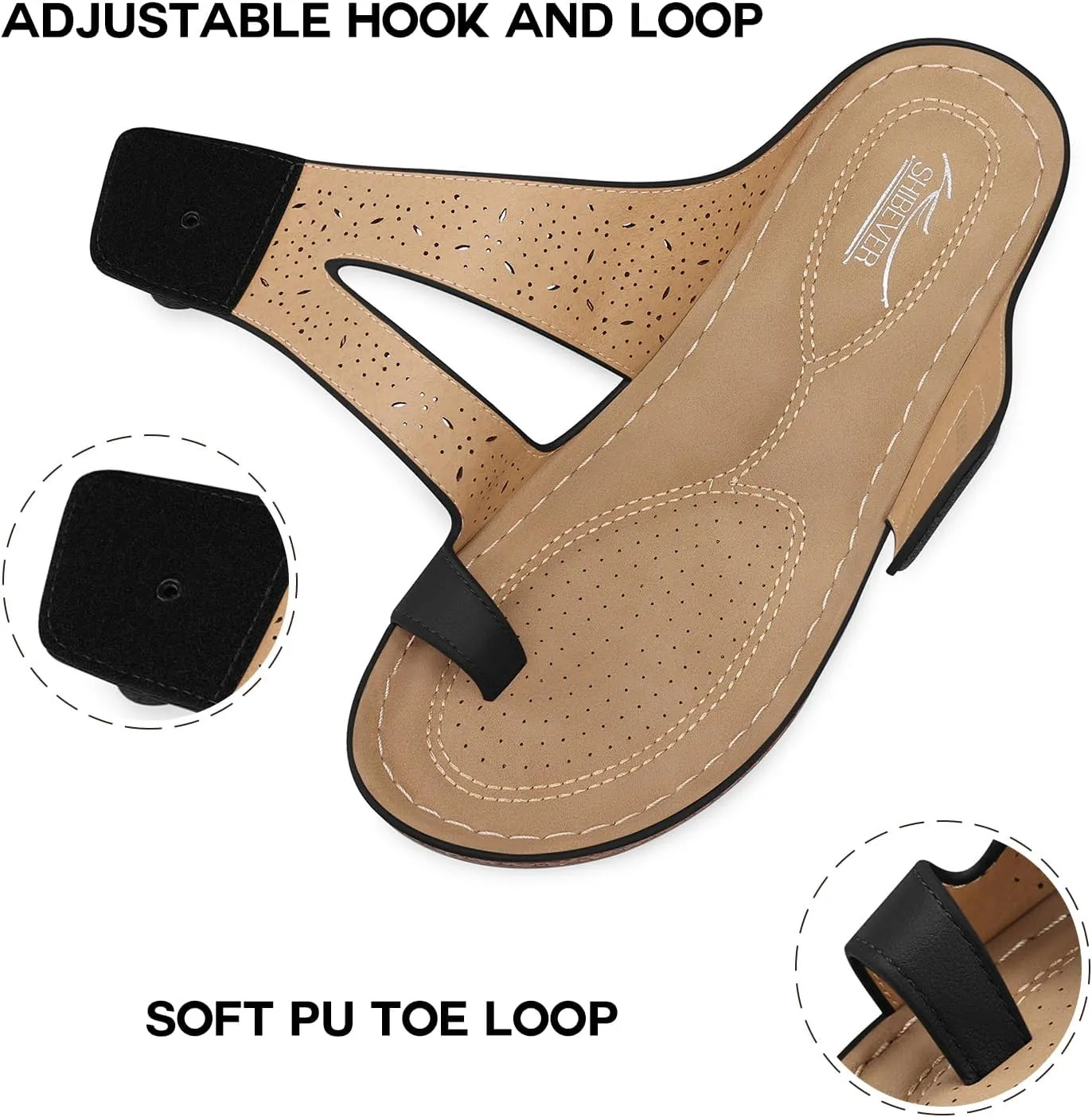 SHIBEVER Platform Flip Flops for Women: Comfortable Sandals for Women Dressy - Walking Summer Slip on Bunion Sandals