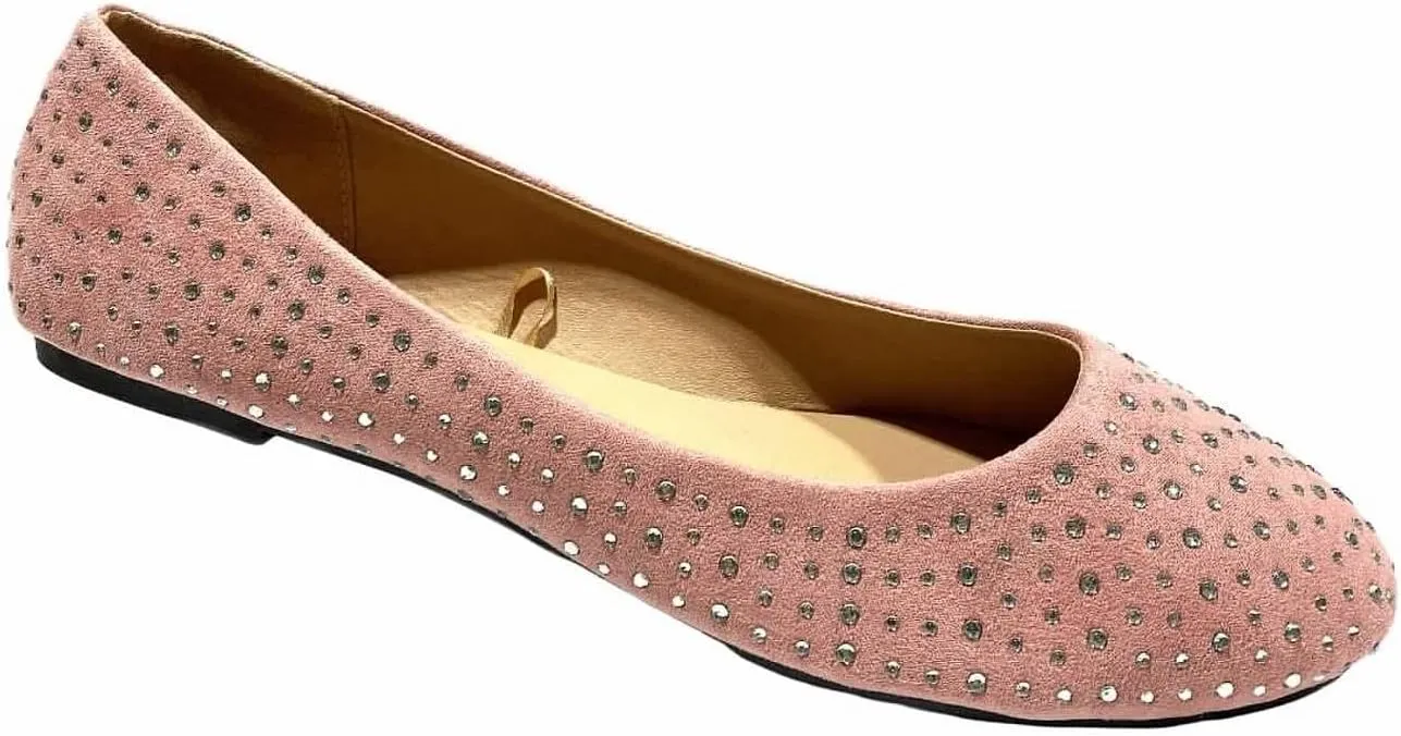 Shoes 18 Womens Faux Suede Rhinestone Ballerina Ballet Flats Shoes