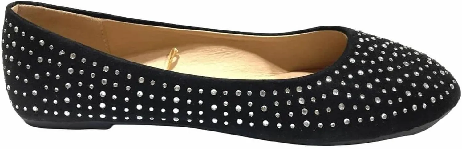 Shoes 18 Womens Faux Suede Rhinestone Ballerina Ballet Flats Shoes