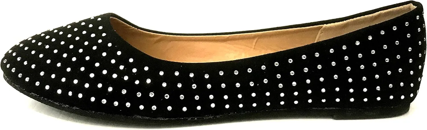 Shoes 18 Womens Faux Suede Rhinestone Ballerina Ballet Flats Shoes